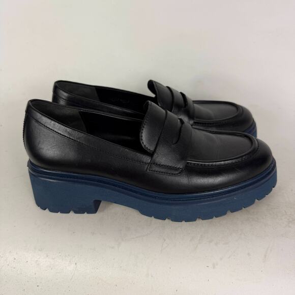 Gabor Miley Loafer Women's 7.5 Black Leather Slip On Low Top Block Heel Casual - Picture 2 of 10